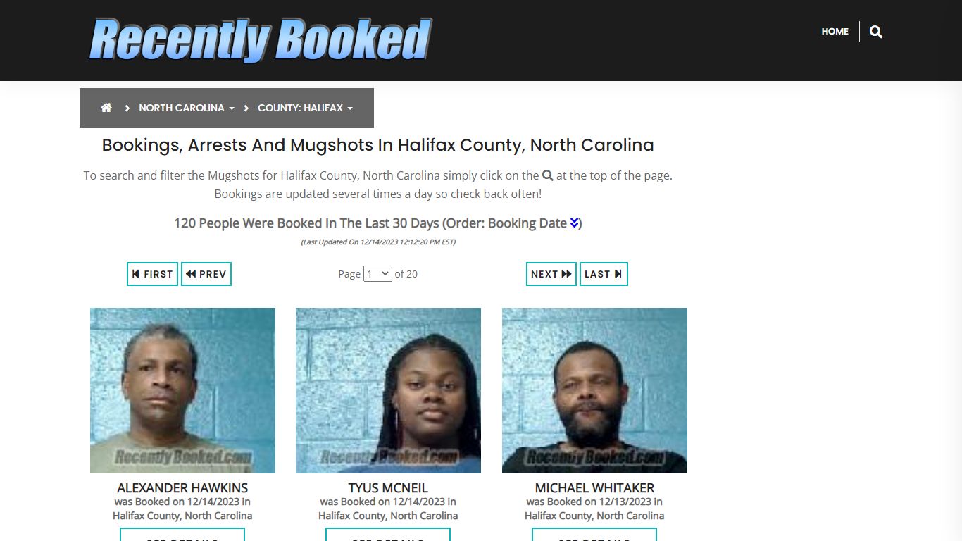 Bookings, Arrests and Mugshots in Halifax County, North Carolina